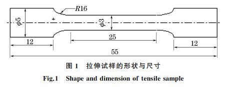 图1 拉伸试样的形状与尺寸 图1 拉伸试样的形状与尺寸